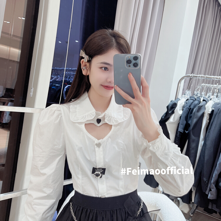 goods in stock! New year in early spring! [Feimao Philippine cat] fashion temperament versatile shirt ym-9727# LSL