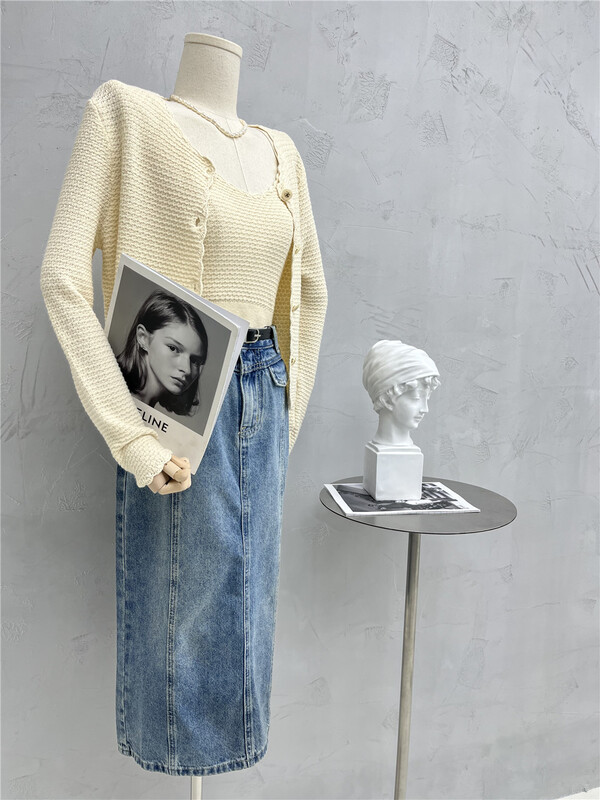 Cxdhh / new in early spring! [Boran Boran] Korean A-line denim skirt (with belt) ys1-xb3-22b6119q# HLL