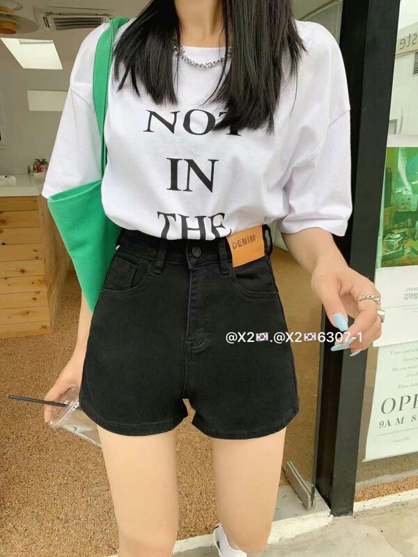 [x2 square] thin color matching comfortable denim shorts 6307# ll