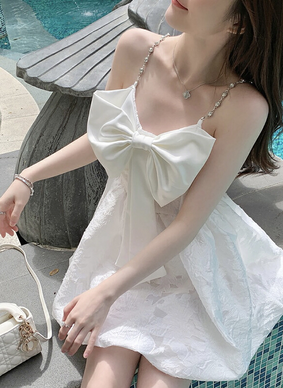 初夏上新!【JH】小香蝴蝶結蓬蓬吊帶連衣裙  41318#  PCZ