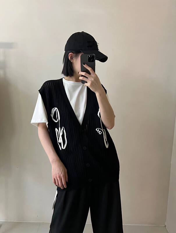 [Bu class] V-neck cardigan single breasted vest sweater z14166# zxl