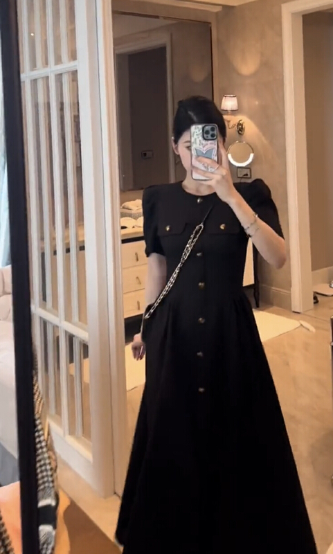 New in early summer! [JH] net Red Lantern Sleeve long small fragrance dress (only dresses) 41472# PCZ