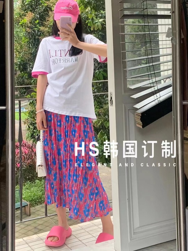 goods in stock! New in early summer! [HS custom made in Korea] Korean Ladies' floral skirt 6025# hjy