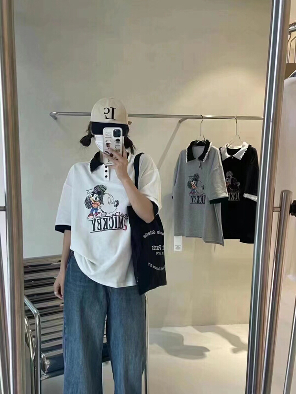 New in early summer! [b.boom] cartoon printed loose polo shirt 8808# ozq