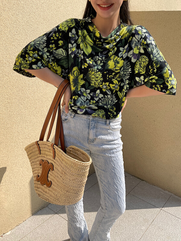 New year in early spring! [attitude] semi high neck floral sweater aq4155# XYJ