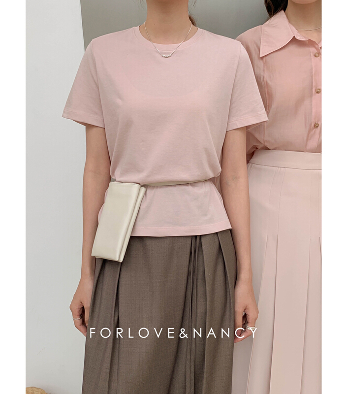 New year in early spring! [FN] Korean simple solid color short sleeve T-shirt la2ts5006# cqw
