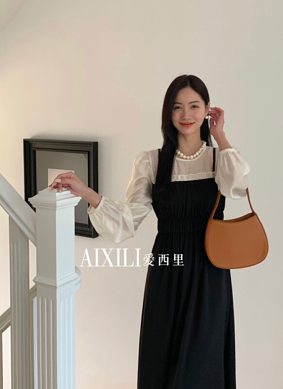 goods in stock! New year in early spring! [aixili aisili] lady style stitched contrast dress 6251# WPL
