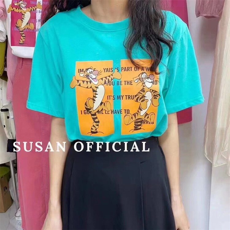 New in early summer! [Susan] Tiger Print loose Casual Short Sleeve T-shirt 969# LSW