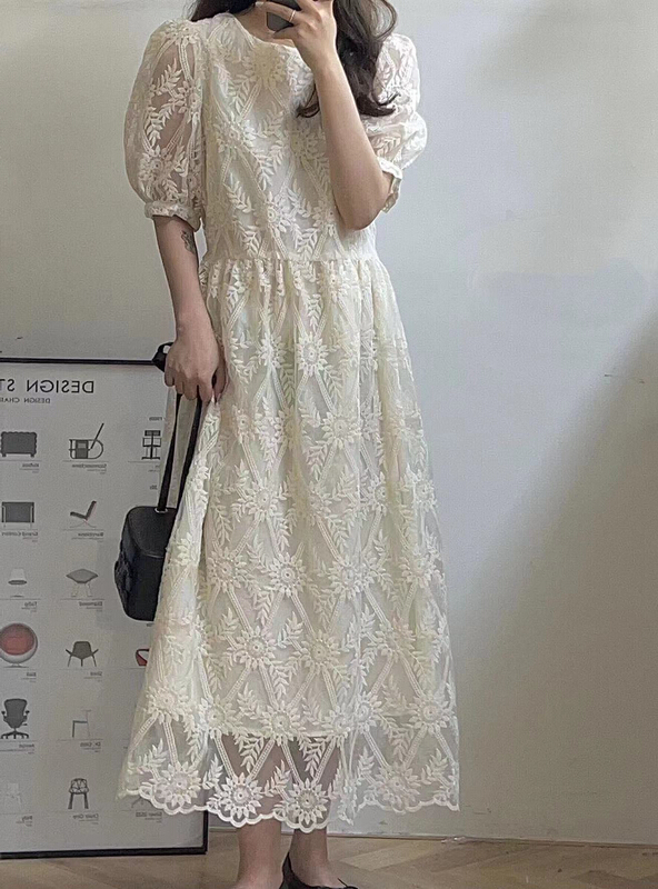 [tototellme] Korean simple embroidered dress 20485# HBx