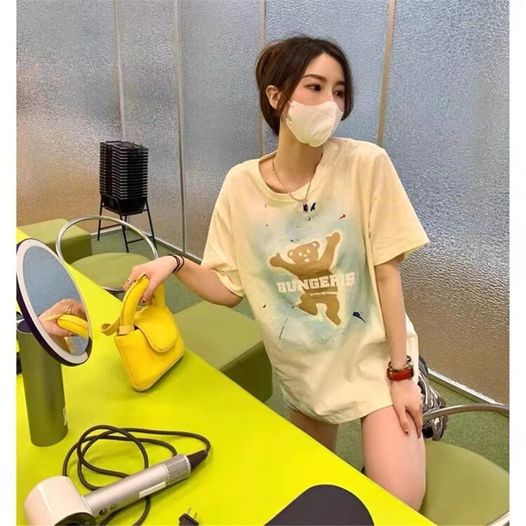 [Hello] Korean round neck letter color blocking short sleeve T-shirt 8832# XYY