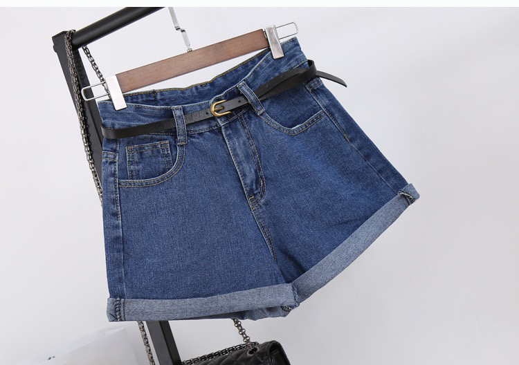 [Zoe Han cowboy] Korean version of skinny denim shorts with curled edges (without belt) 6008# ozq