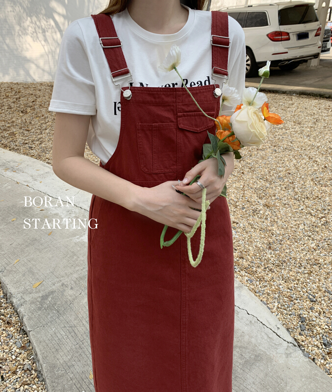 New in early summer! [Boran buran] Korean version of versatile solid color strap skirt (excluding inner layer) 6106# XYY