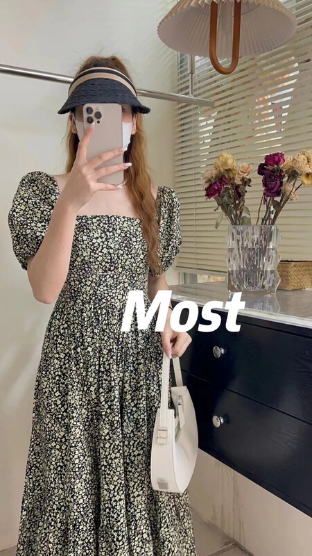 [Mr.Z] Korean style square collar floral dress 97112# zjy