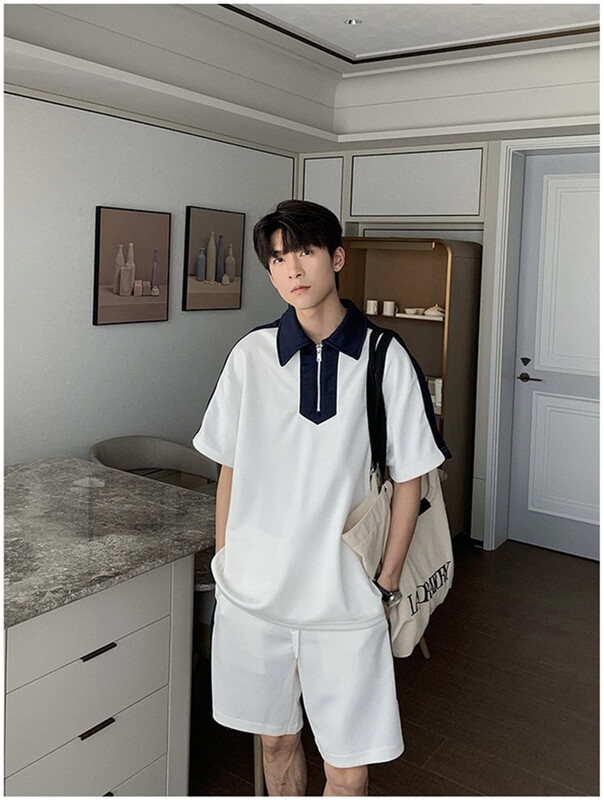New in early summer! [young] half zipper loose and versatile polo shirt (excluding pants) 1037# ZZL