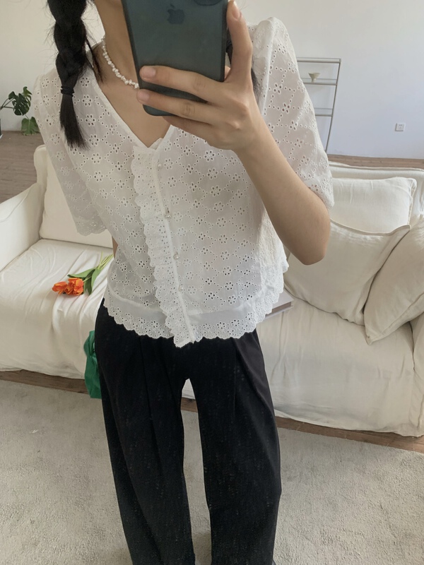 [meet + studio] fashion solid color simple small shirt 9056# LSL