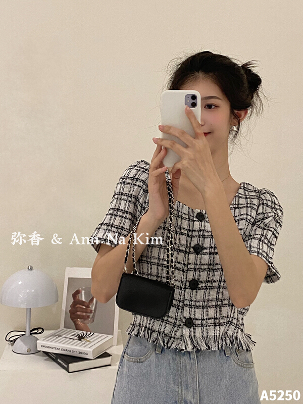 goods in stock! New in early summer! [Mi Xiang] short style square collar small fragrance shirt 5250# hjy