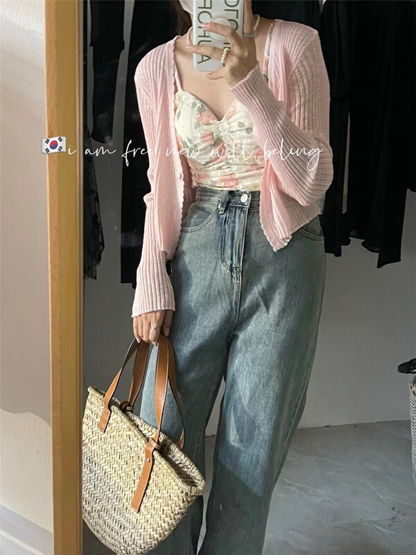 [free studio] Korean small fresh broken flower vest / sling 6910# hjy