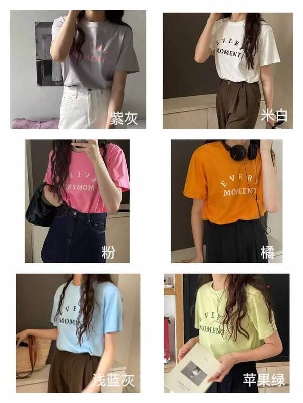 goods in stock! [bluepops] letter print loose short sleeve T-shirt a2118# zxl