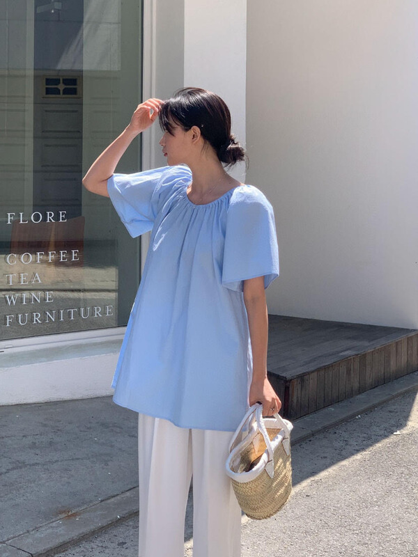 [acme group] Korean classic two wear simple solid color one shoulder shirt 1538# CLS