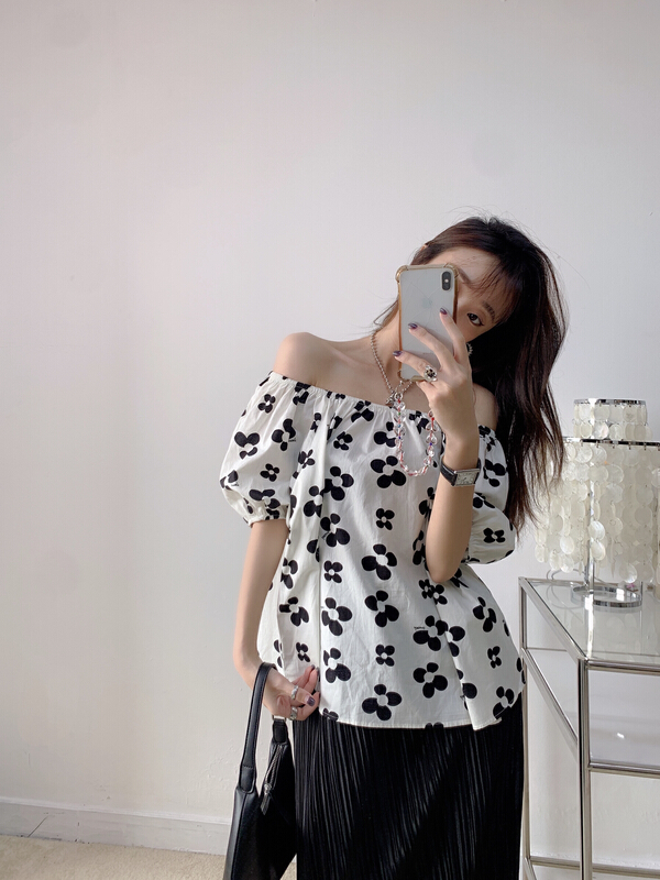 [Vanessa] Korean floral one shoulder shirt 6179# ozq