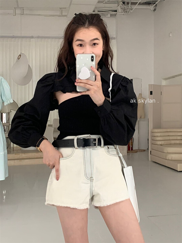New in early summer! [A.K skylan] woolen fashion skinny denim shorts 9337# zxl