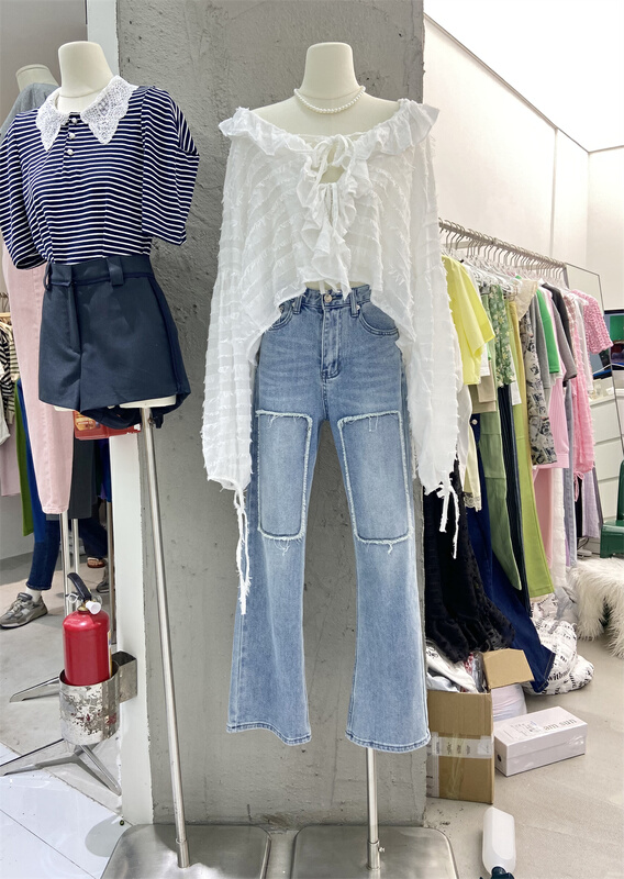 [withmin] Korean style design rough edge versatile jeans (jeans only) 7185# CLS