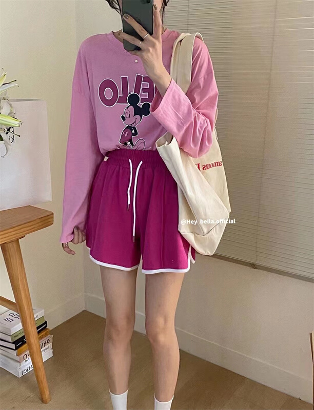 [hey Bella] Korean printed T-shirt + comfortable casual Shorts Set 2895# ll
