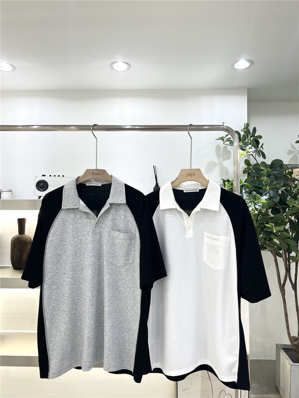 New in early summer! [Jaja] color blocked loose raglan sleeve polo shirt 13665# ZZL