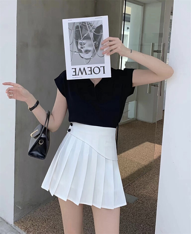 [Siebel] two button high waist pleated skirt 9368# XJ