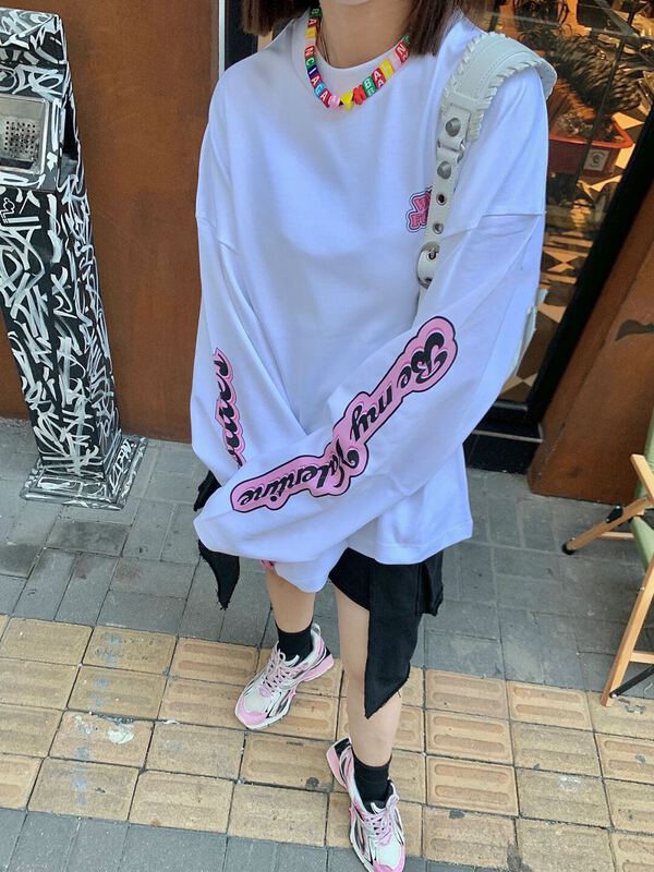 [sline by sline] Korean version goose cartoon printed long sleeve T-shirt 8999# zxl