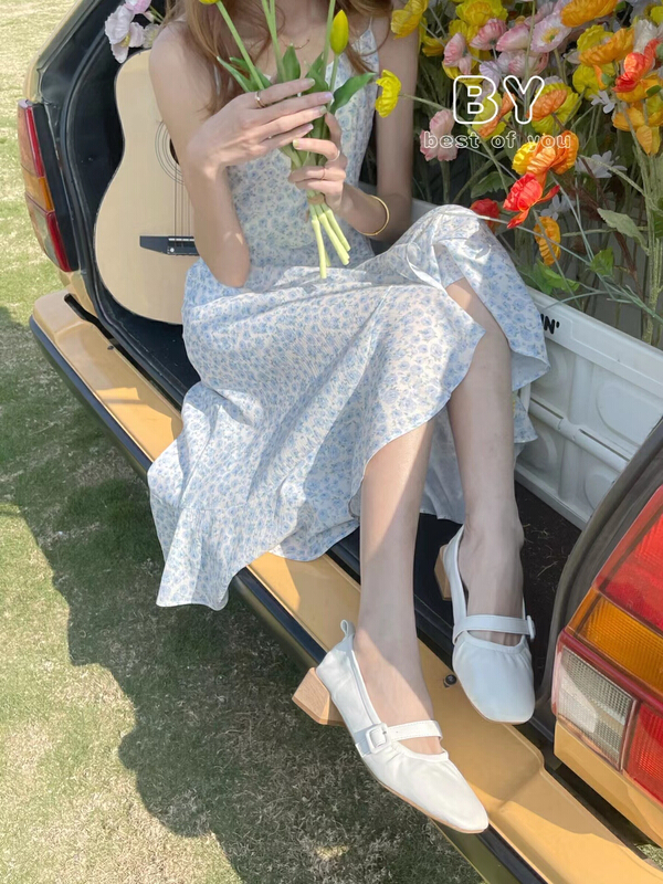 [best of you] French sweet temperament small fresh broken flower suspender dress 6099# HBx