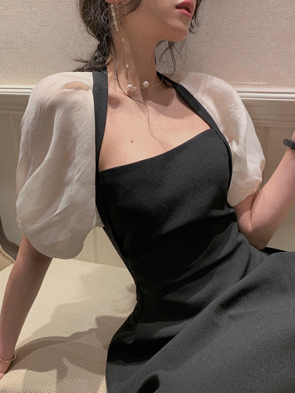 [Kiki studio] retro feminine elegant slim dress 5592# hjy