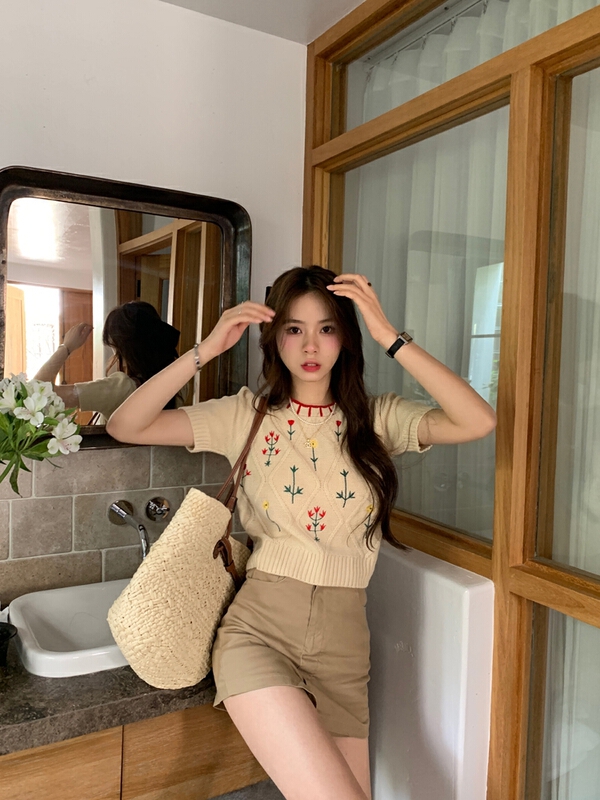 [pan] embroidered romantic Vintage sweater 00507# PCZ
