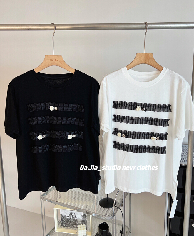 [Dajia] Korean color matching comfortable Pullover short sleeve T-shirt 22363# CLS