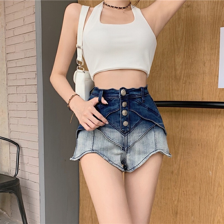 [Rebecca] gradient Korean versatile denim shorts 2315# Cl