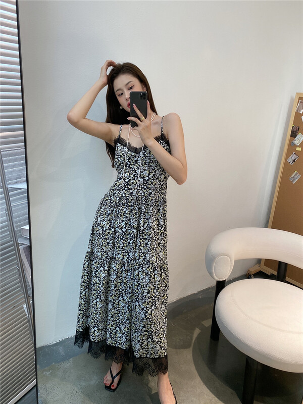 [modern 197] floral sleeveless Pleated Dress 7020# hyy