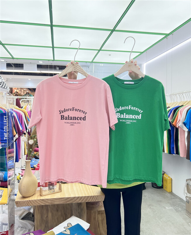 New year in early spring! [1986] simple and versatile loose letter printed short sleeve T-shirt 292# LSL