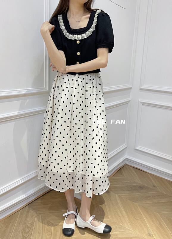 New year in early spring! [the fan] wave point lady high waist skirt 90508# zxx