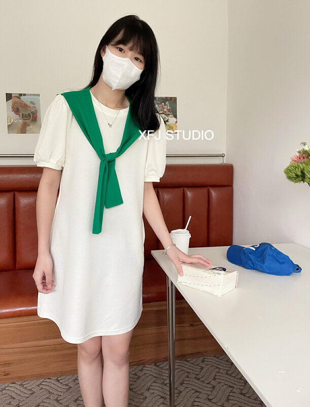 [Xiaofan family] medium and long fashion slim dress (with shawl) 6169# LSW