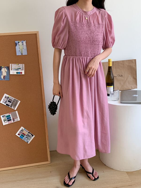 [Tn] Korean solid color Pleated Dress l8231# cqw