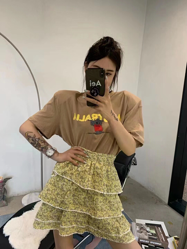 [lidada] new heavy craft stitching lace versatile cake skirt (only selling skirt) 2981# HBx