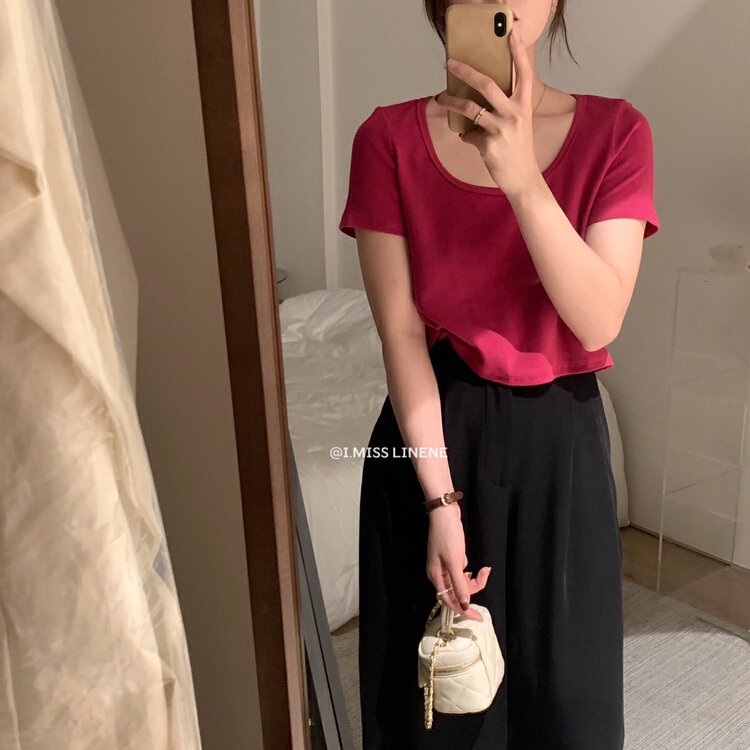 New in early summer! [Imiss] short slim round neck short sleeve T-shirt cx3319# LSW