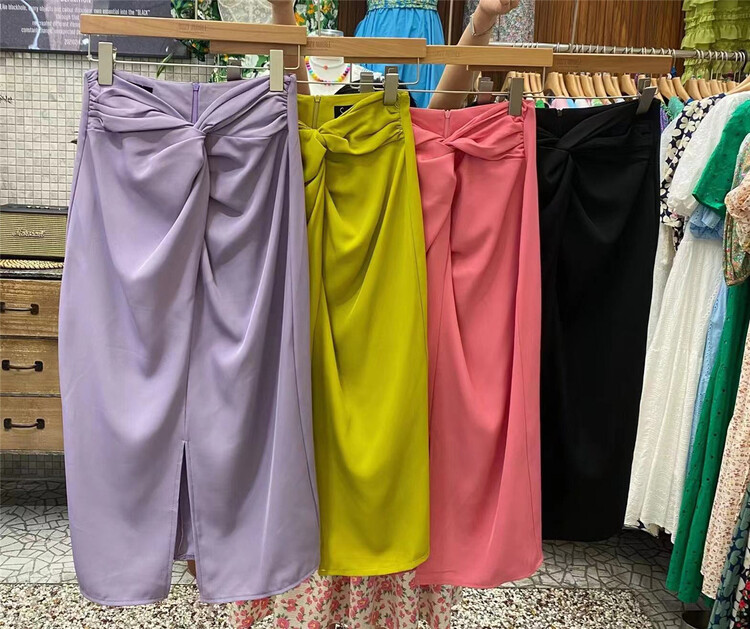 [suzybubble] fashionable twisted high waist pleated slit skirt ys2-611# WPL