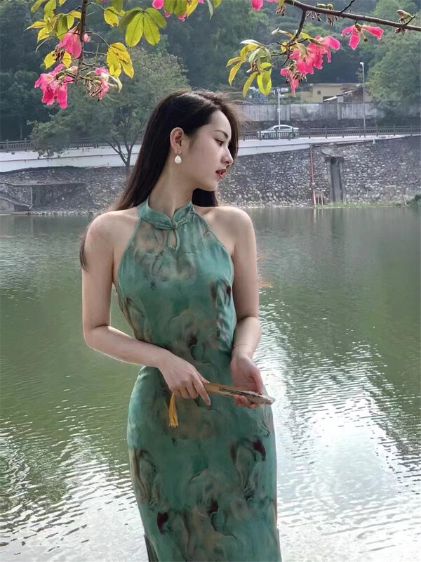 [little woman] sleeveless thin crimped cheongsam 22170# PCZ