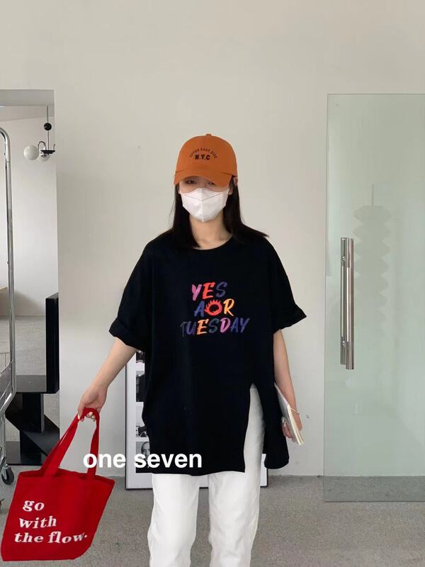 [one seven] Korean versatile letter printed short sleeve T-shirt 5055# XYY