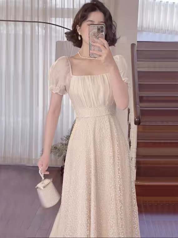 [LML] slim and embroidered waist closing dress 1021# ozq