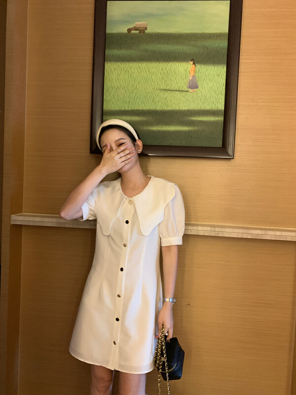 goods in stock! New in early summer! [kapok] large lapel slim dress 9607# zxl