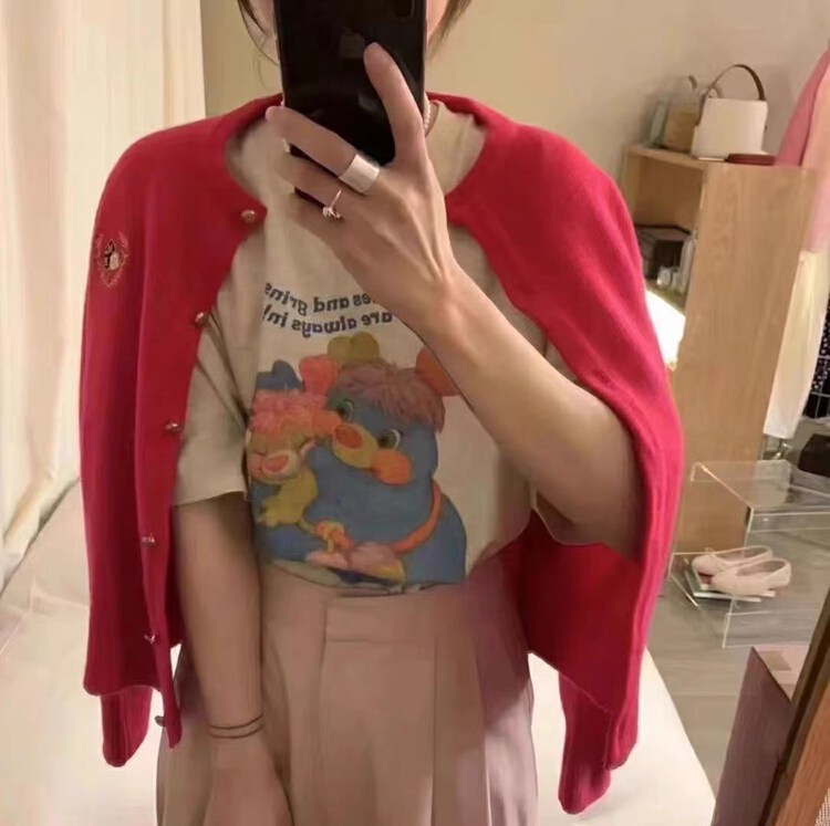 New year in early spring! [Simida / doroe] Korean version ins dongdamen new cartoon printed short sleeved T-shirt (only short sleeved) 10859# zxl