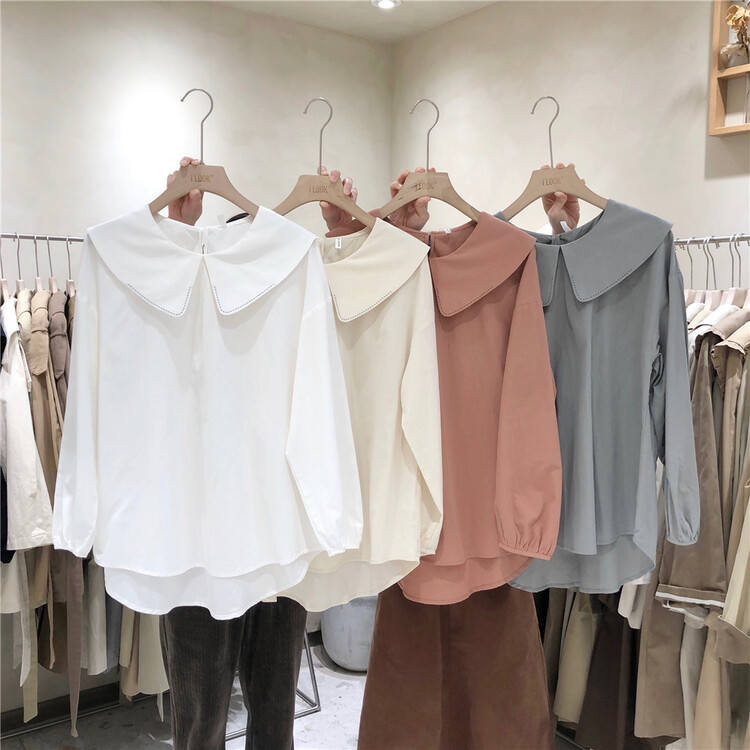 [I look] Korean version solid color aging baby collar shirt 12035# ZSY