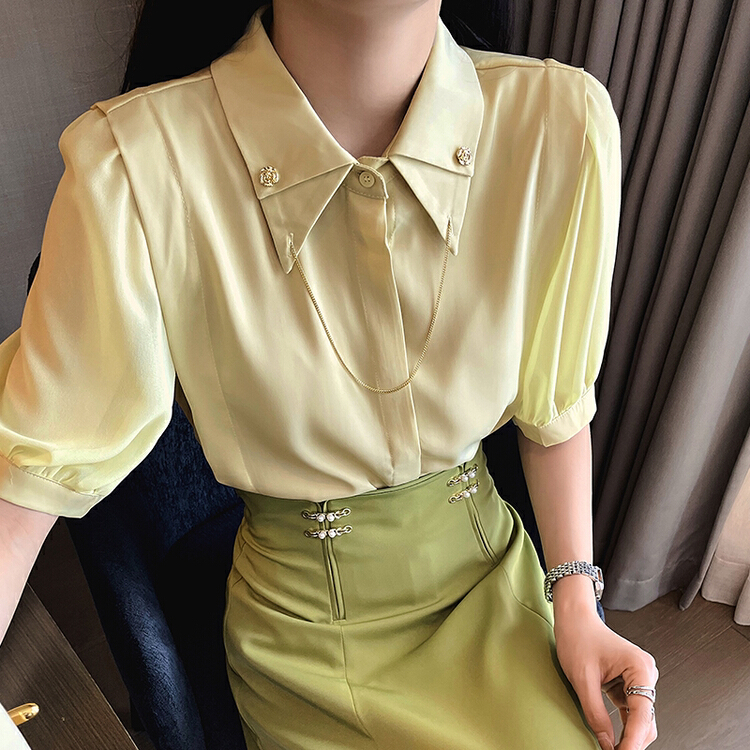 [Hanna Hanna] temperament lady versatile shirt (with chain) m10021# XJ